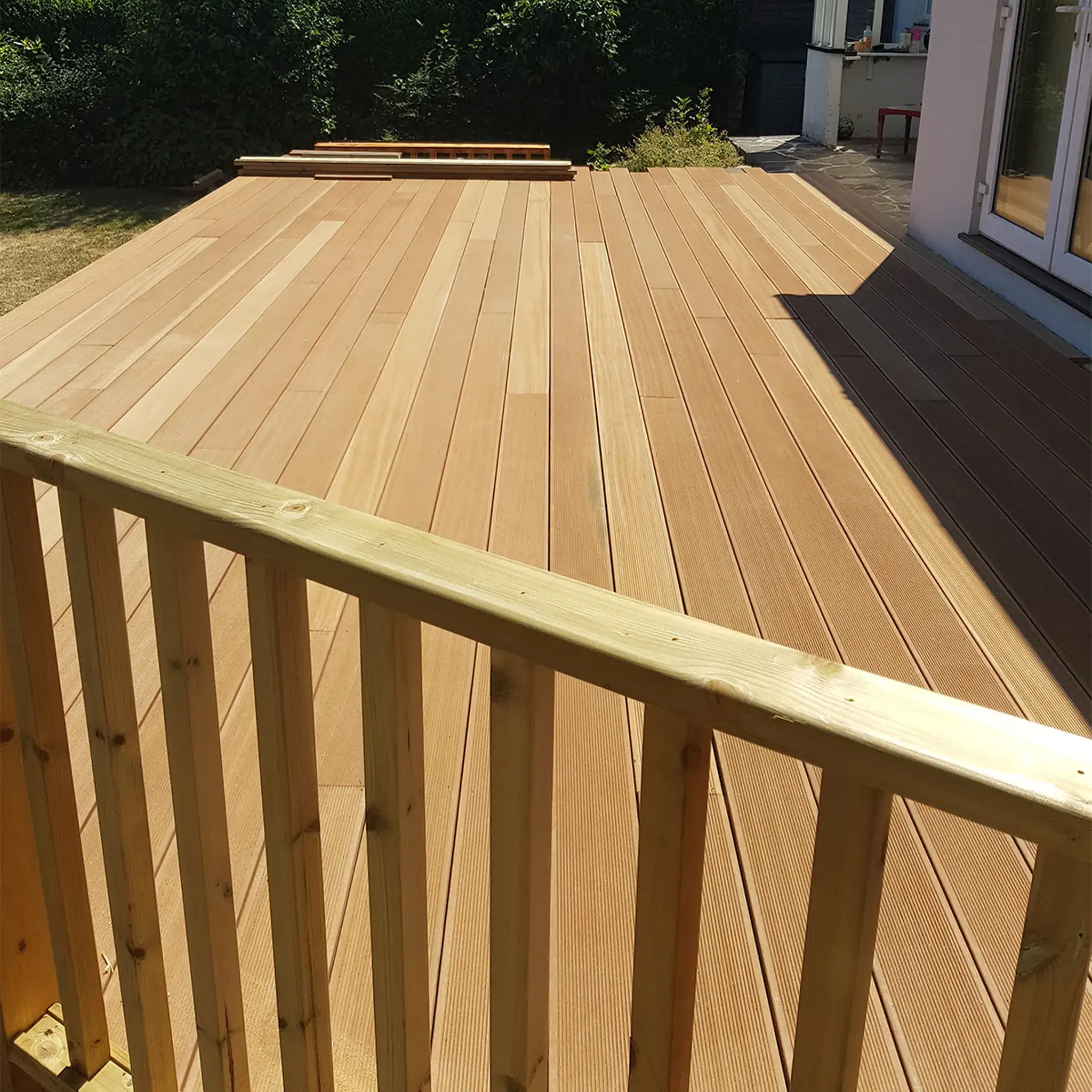 Composite decking with pine balustrades built in Leatherhead, Surrey